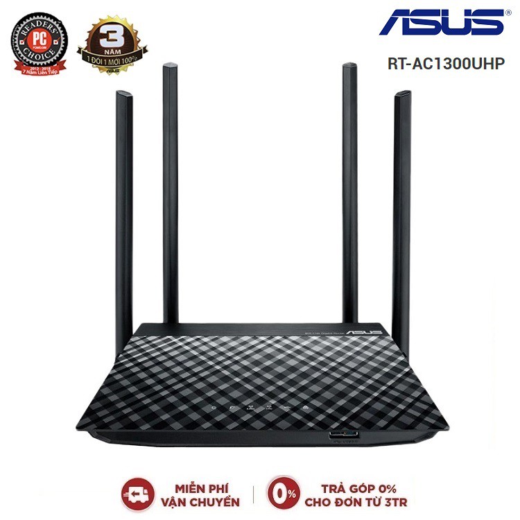 Bộ Phát Wifi ASUS RT-AC1300UHP (Dũng Sĩ Xuyên Tường), 2 băng tần- Chính Hãng