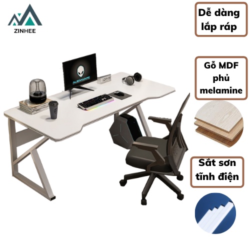 Bàn hoc chữ Z, K, U bàn làm việc, Gaming cao cấp mặt gỗ MDF phủ melamine chân sắt đủ kích thước (có ảnh thật)