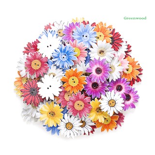 Set 50/100 cúc gỗ hình hoa cúc nhiều màu sắc dùng trang trí