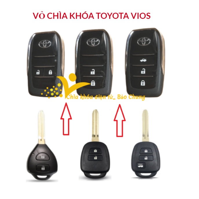 Vỏ chìa khóa Toyota Vios hàng chuẩn thông số chìa zin theo xe đầy đủ các mẫu