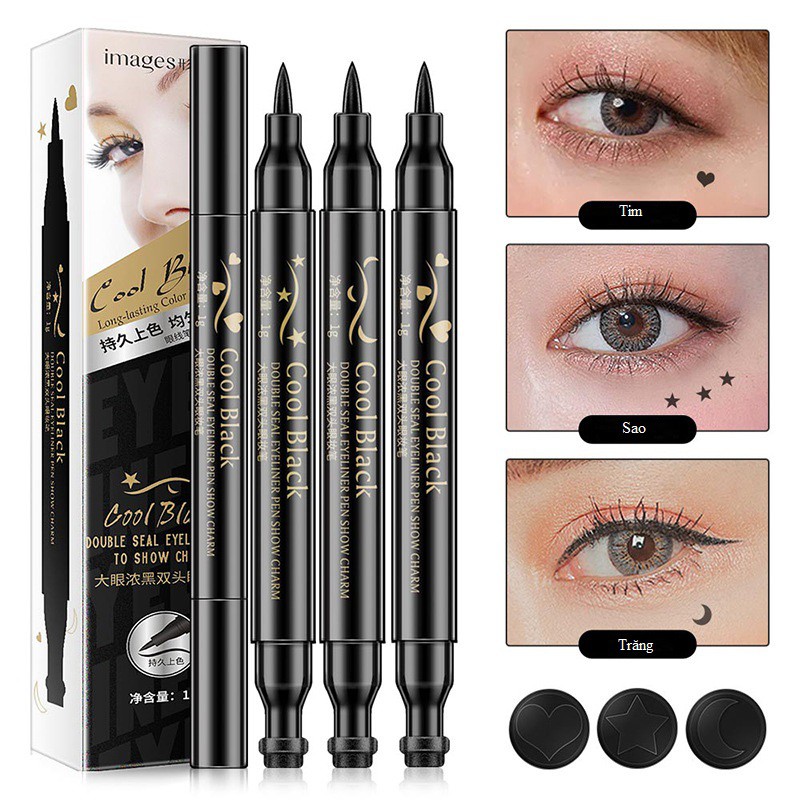 Bút Xăm Hình Ngôi Sao, Tim, mặt trăng Kèm 1 Đầu Kẻ Mắt Cá Tính | BigBuy360 - bigbuy360.vn