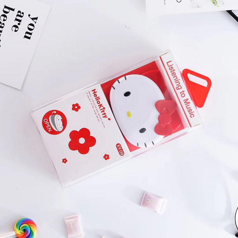 Tai Nghe Nhét Tai Có Dây Hình Hoạt Hình Disney Hello Kitty Dễ Thương Kèm Hộp Đựng
