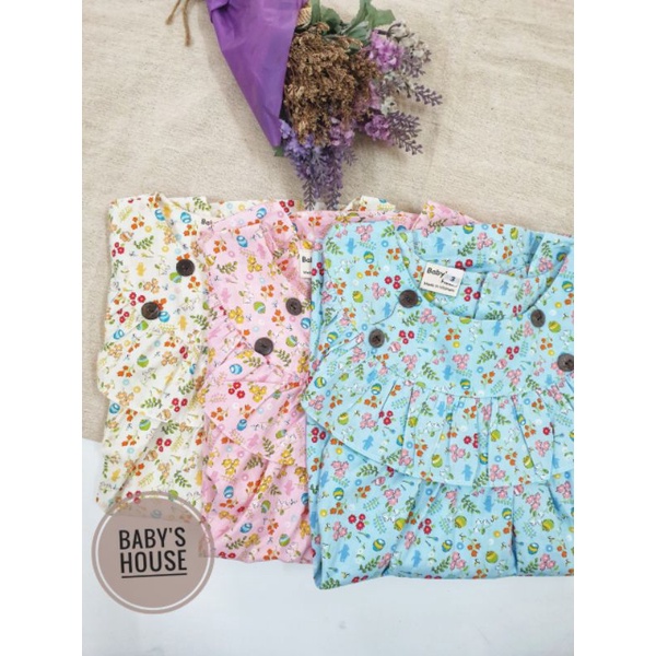 Đầm hoa tiểu thư công chúa chất thô hàn mềm mịn kết hợp nút gỗ