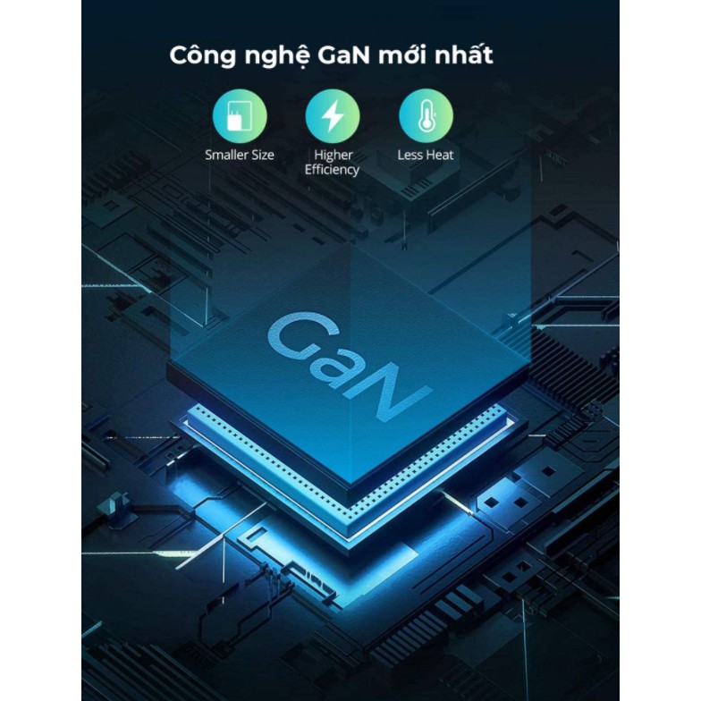 Củ Sạc Nhanh GaN 65W RavPower PD 2 cổng (USB + C) RP-CPCN002 cho IP 6 7 8 Plus 10 11 12 Pro max x xs