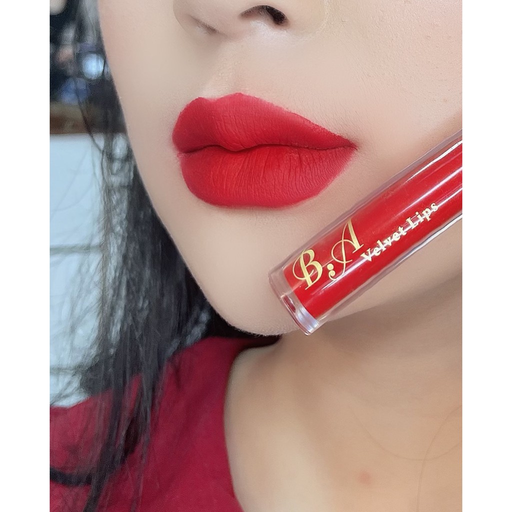 [02 Đỏ Lạnh] Son Kem Lì Nắp Vàng Cao Cấp B.A Màu Đỏ Lạnh | BigBuy360 - bigbuy360.vn