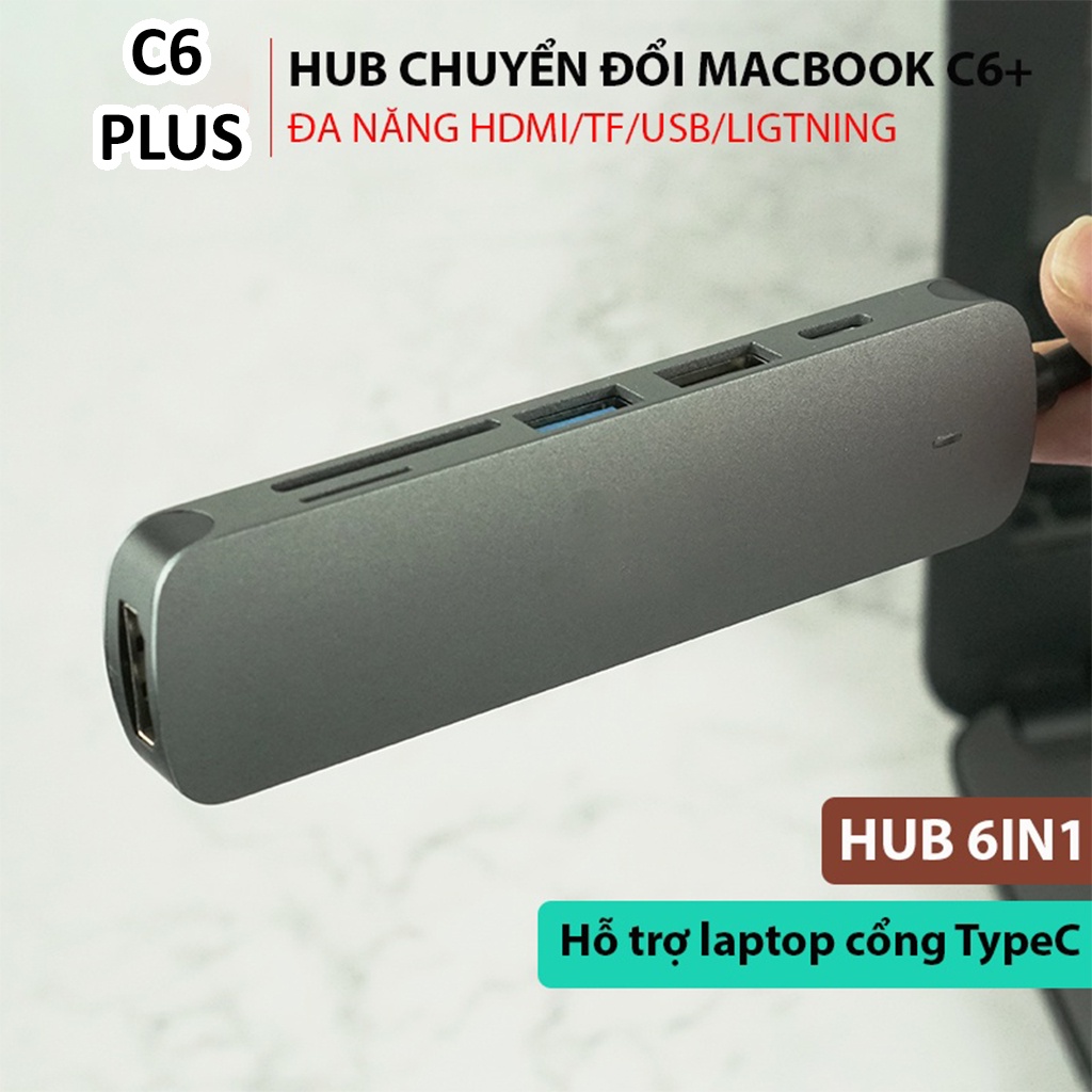 Hub Type C C8 đa năng 8 cổng, cổng LAN Gigabit RJ45 tốc độ truyền mạng 100Mbps - Hub chuyển đổi macboook C6 | BH 2 Năm