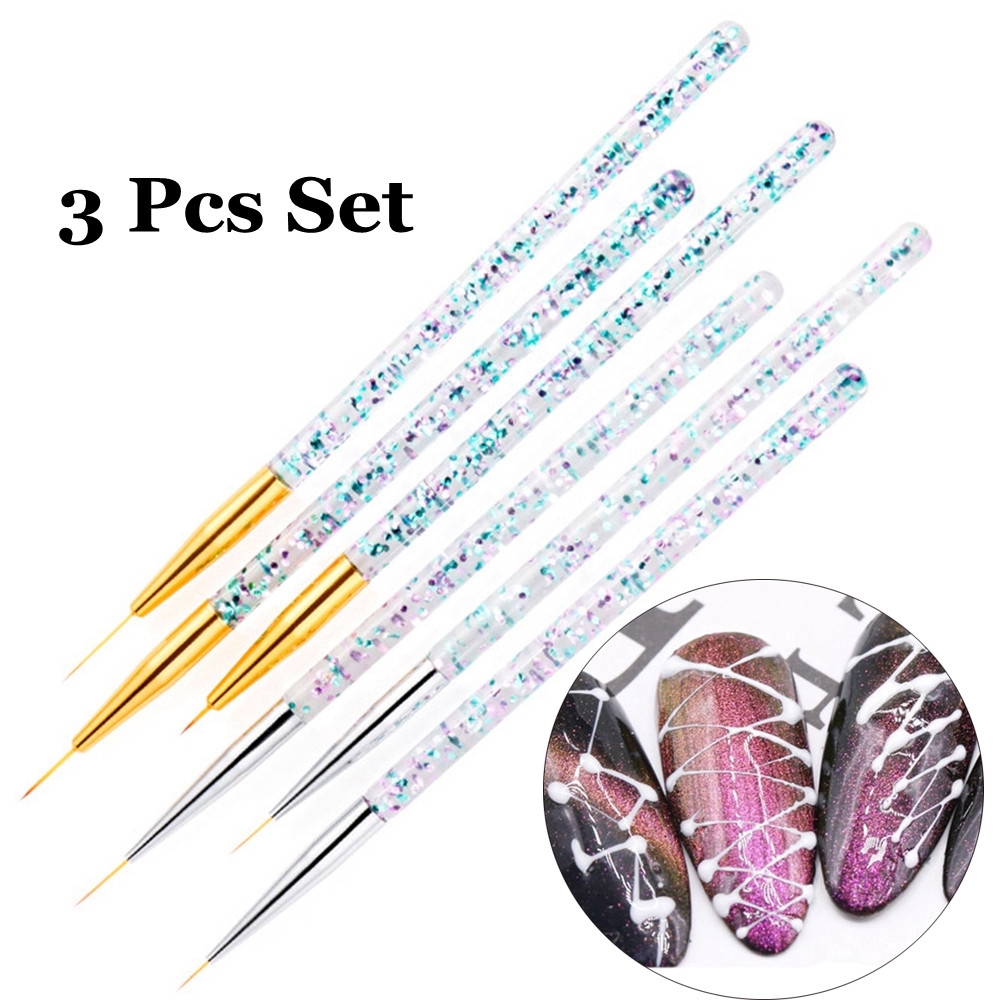 [Hàng mới về] Bộ 3 bút cọ vẽ trang trí móng nghệ thuật 3d màu gradient lấp lánh xinh đẹp