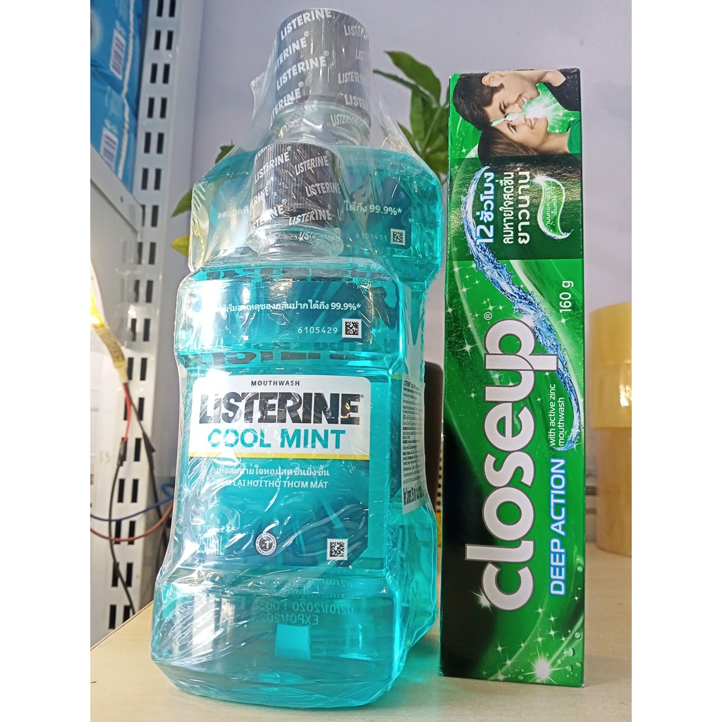 Combo 1 Kem đánh răng Close up 160g + 1 Combo 2 chai nước súc miệng Listerine 750ml+250ml