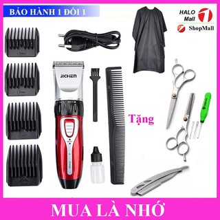 Tông Đơ Hớt Tóc JICHEN 0817 Tặng Bộ Kéo Cắt Tỉa + Dao Cạo Râu + Lấy Ráy Tai + Áo Choàng