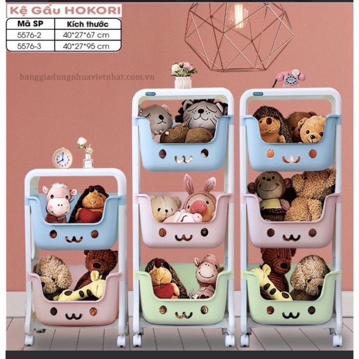Kệ gấu HOKORI 3 tầng có bánh xe sale không lợi nhuận để lấy tương tác