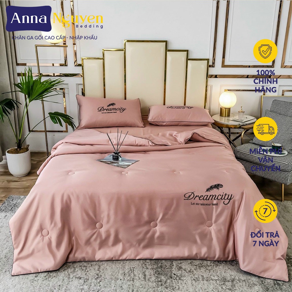 Bộ Chăn Ga Gối Đệm Cotton Lụa Tencel Drap Giường Phi Bóng Cao Cấp Bo Chun Drap - Anna Nguyen Bedding