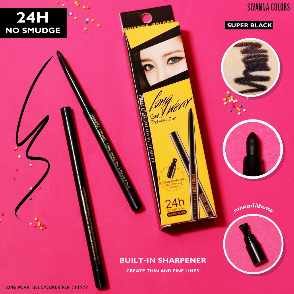 Bút Kẻ Mắt Sivanna Dạng Chì Sáp Có Đầu Chuốt Sivanna Long Wear Gel Eyeliner Pen HF777