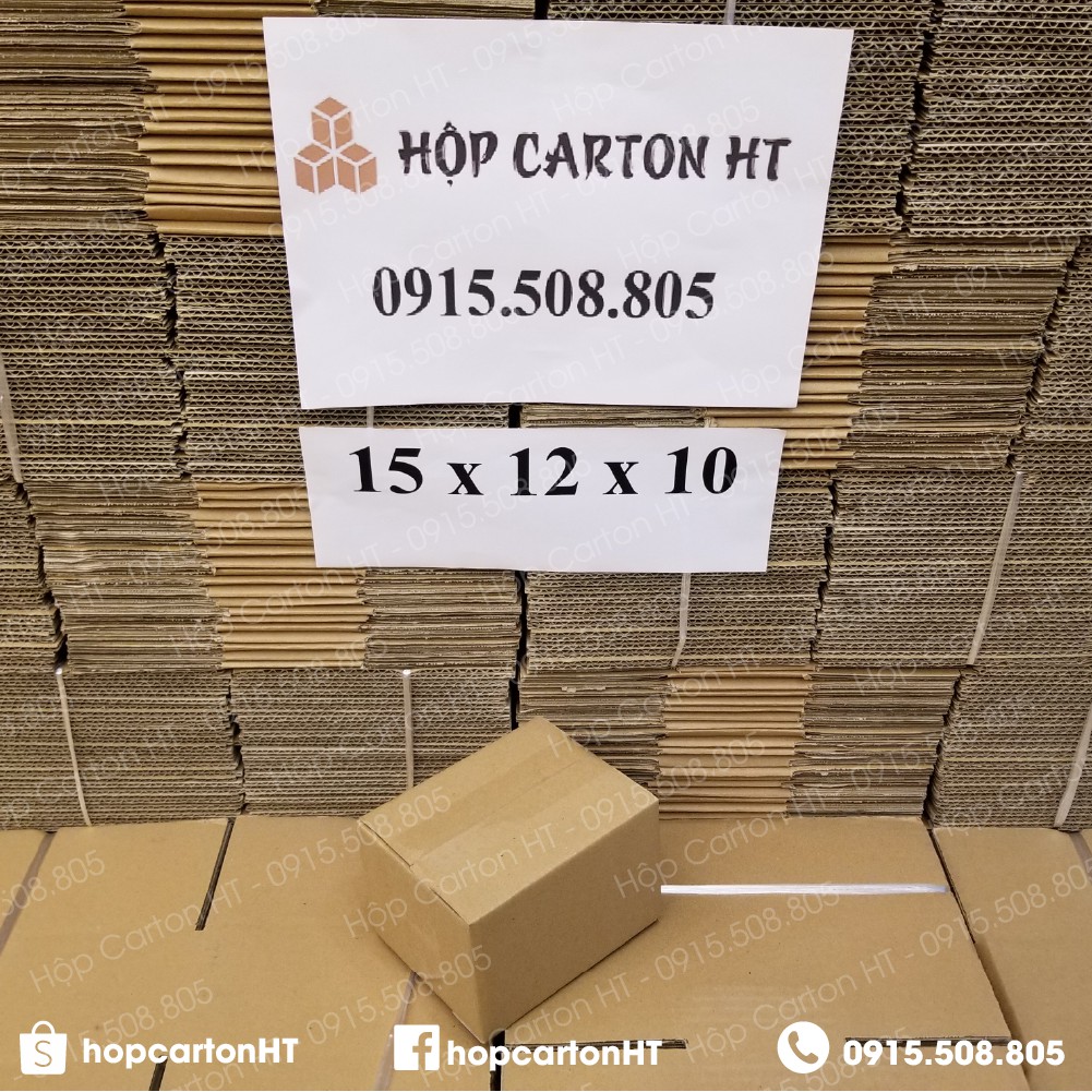 15x12x10 Combo 10 Hộp Carton Đóng Hàng Thùng Giấy Đóng Hàng 3 Lớp Dày Dặn Giá Rẻ - Hộp Carton HT