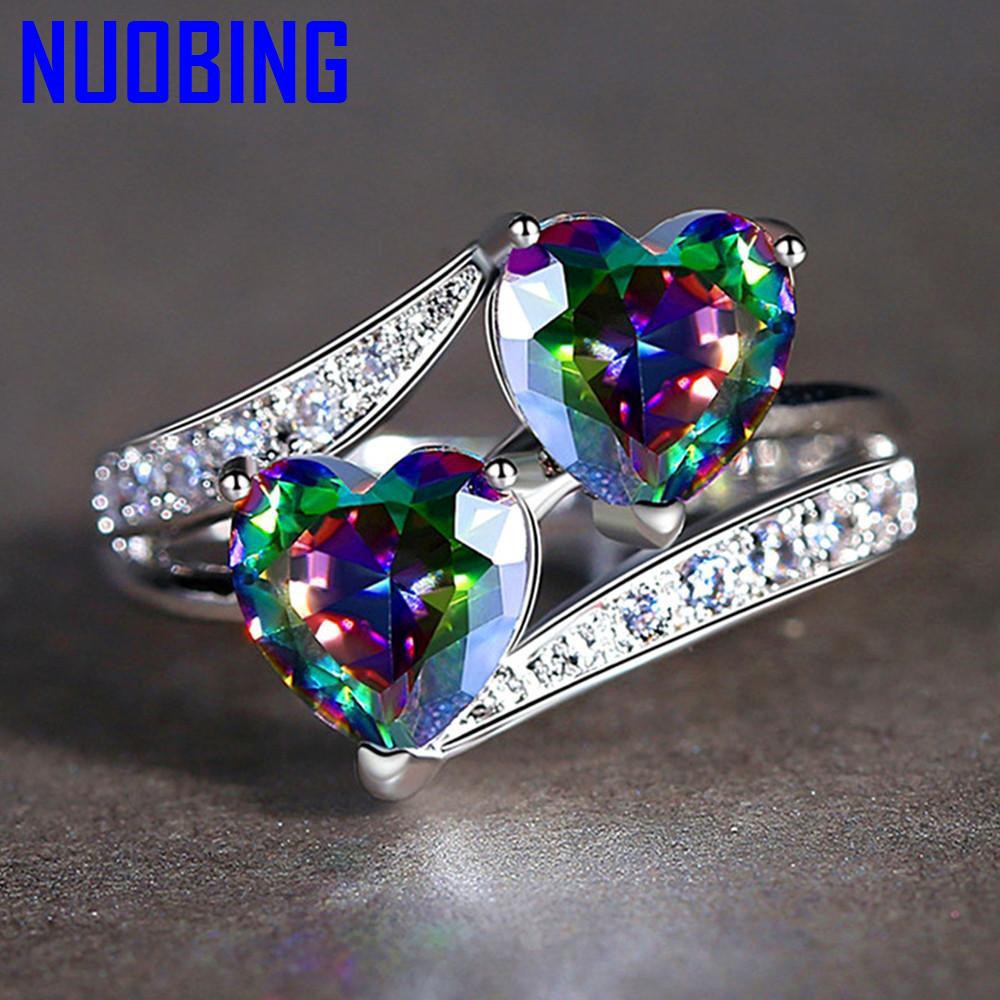 Multicolor Aaa Zircon Diamonds Rings For Women 18K White Gold Silver Color Wedding Anillos Mujer Bling Jewelry Accessory Gift|Rings|