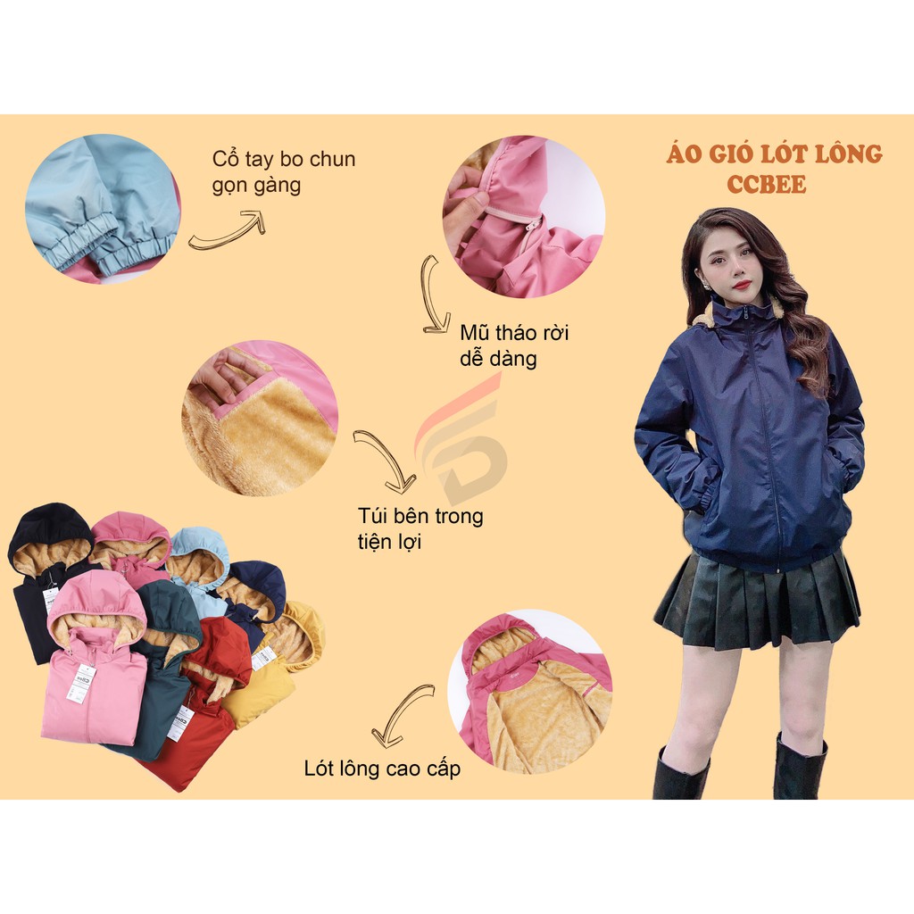 Áo gió nữ lót lông cừu chính hãng CCBee, vải chống nhăn cao cấp | BigBuy360 - bigbuy360.vn