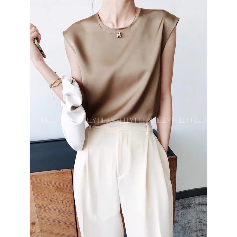 ÁO SƠ MI LỤA NỮ TAY NGẮN CỔ TRÒN | HELLY SHOP