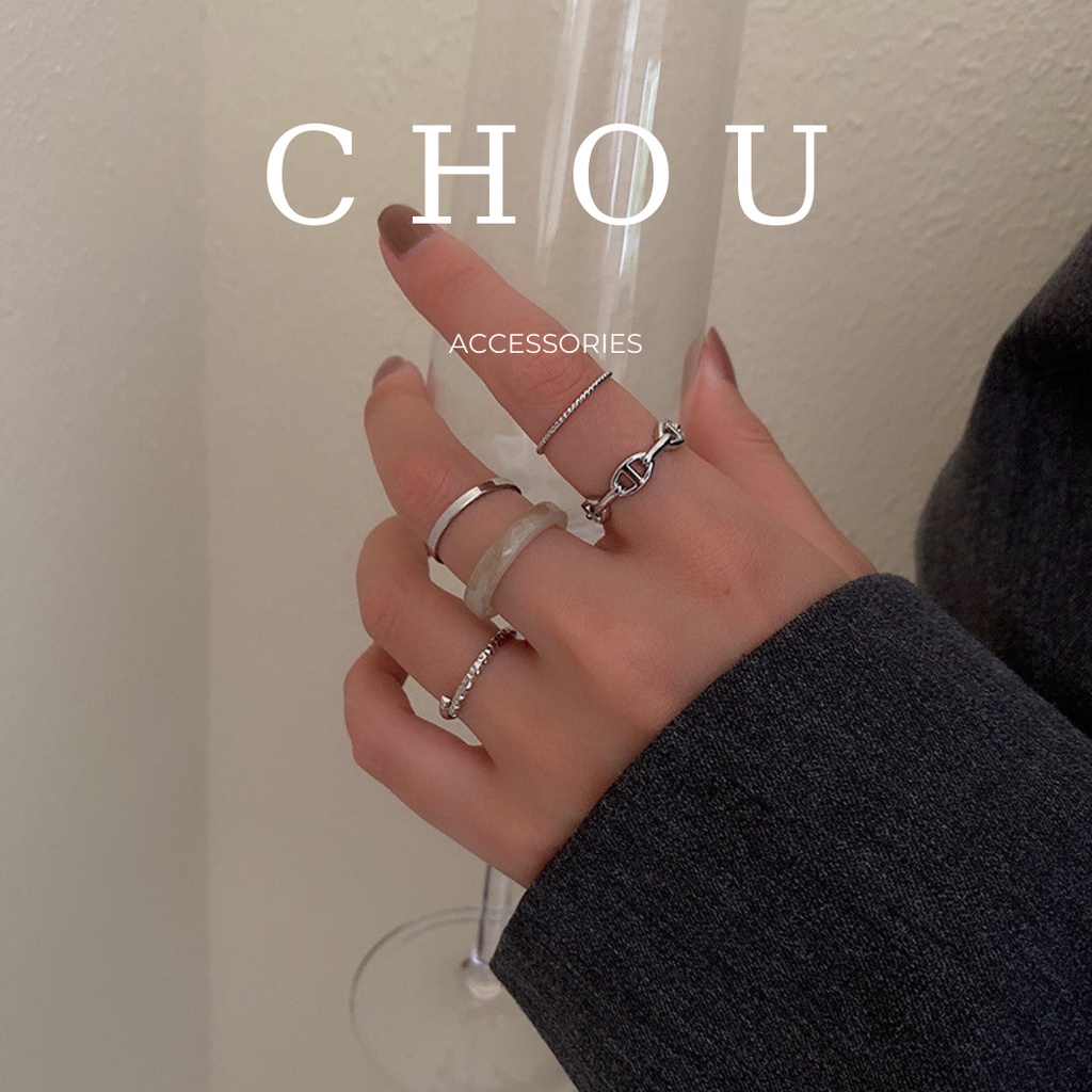 Set 5 Nhẫn Phối Màu Be | CHOU ACCESSORIES |