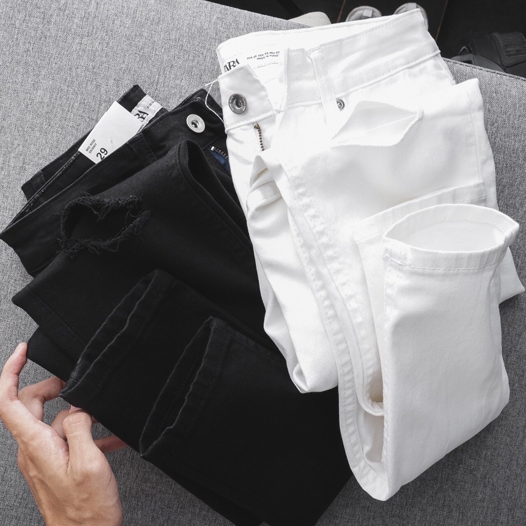 Quần jean nam za.ra ống ôm màu trắng cao cấp form skinny, quần bò nam năng động co giãn VBSHOP