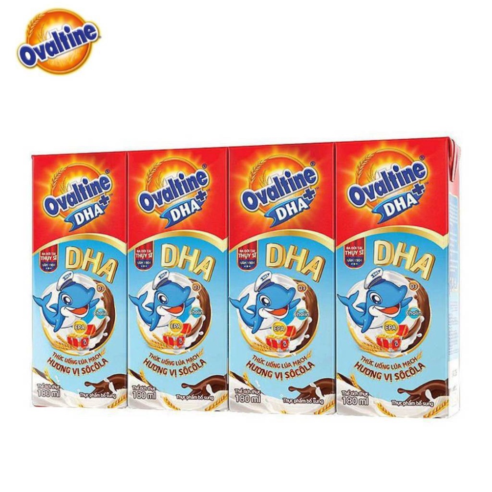 [Tặng kèm thẻ] Thùng 12 lốc thức uống lúa mạch hương vị sô-cô-la Ovaltine DHA+ Hộp Giấy