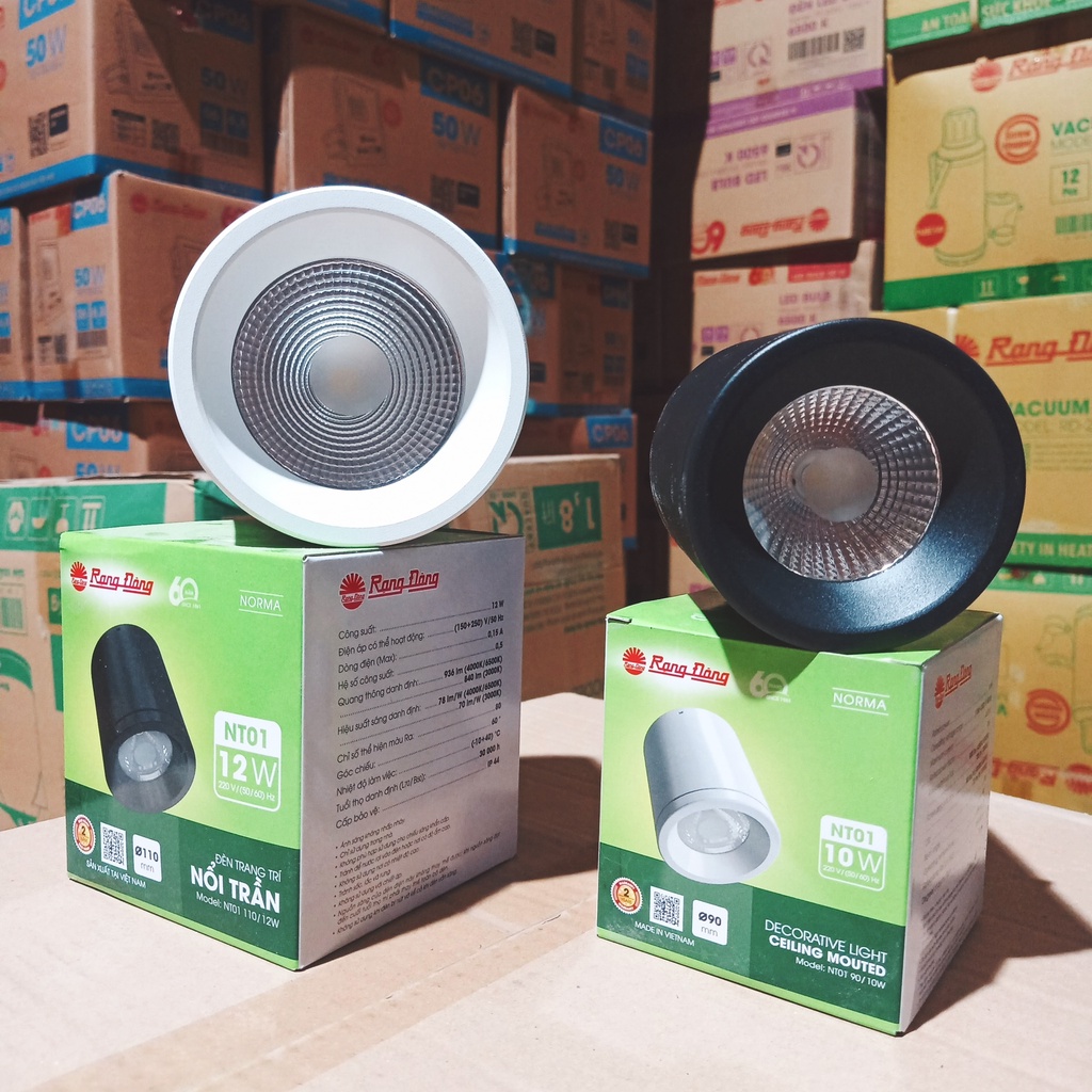 Đèn ống bơ Downlight nổi trần trang trí 10W,12w,15w Chính Hãng Rạng Đông