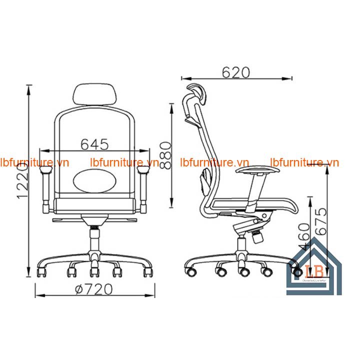 [Mã LIFEBKA5 giảm 10% tối đa 1 Triệu đơn 500k] Ghế xoay lưng lưới cao cấp nhập khẩu LBF104A1