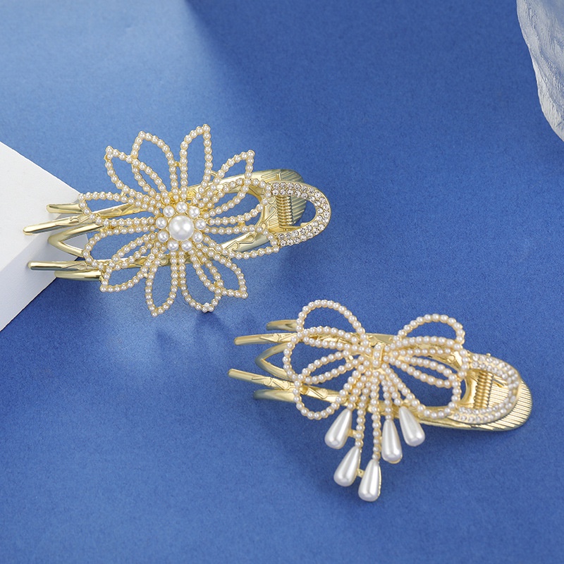 Kẹp Tóc Ba Răng Đính Hạt Ngọc Trai