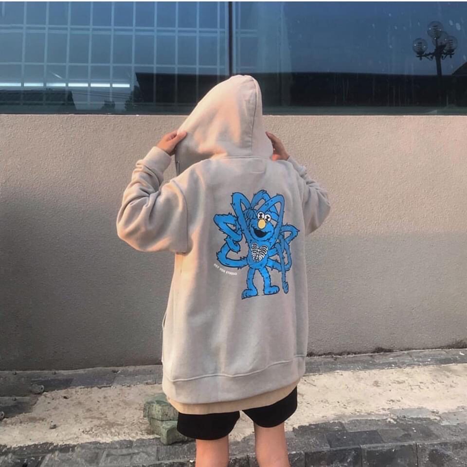 Áo khoác unisex form rộng nỉ Hoạt Hình KAWS nam nữ phong cách ullzang WIND