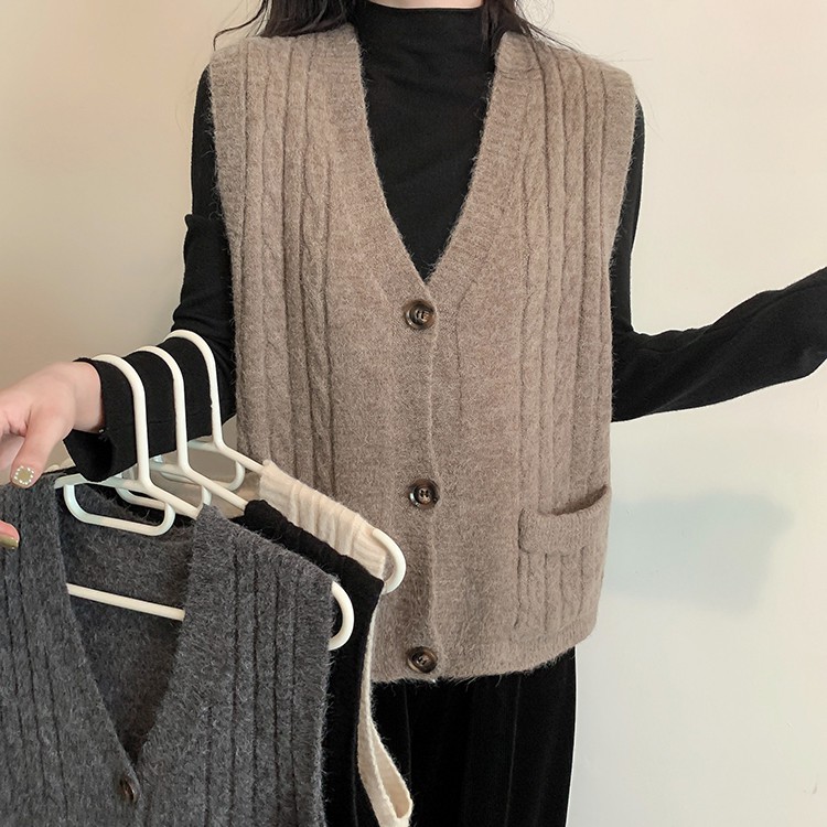 Áo Khoác Cardigan Gile Dáng Dài Chất Len Cho Nữ