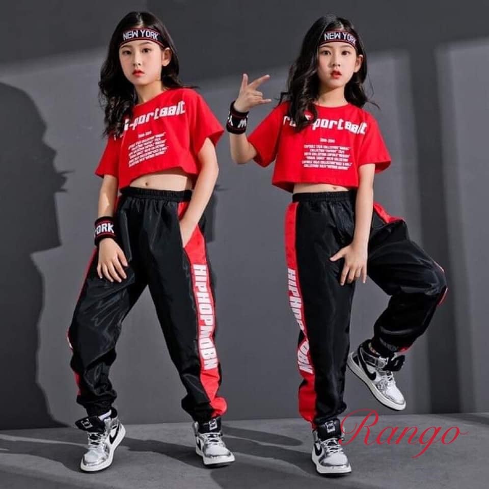Bộ bé gái hotstrend hiphop tay ngắn mùa hè chất thun cotton xinh mát, mua đồ hip hop cho bé ở đâu đẹp?