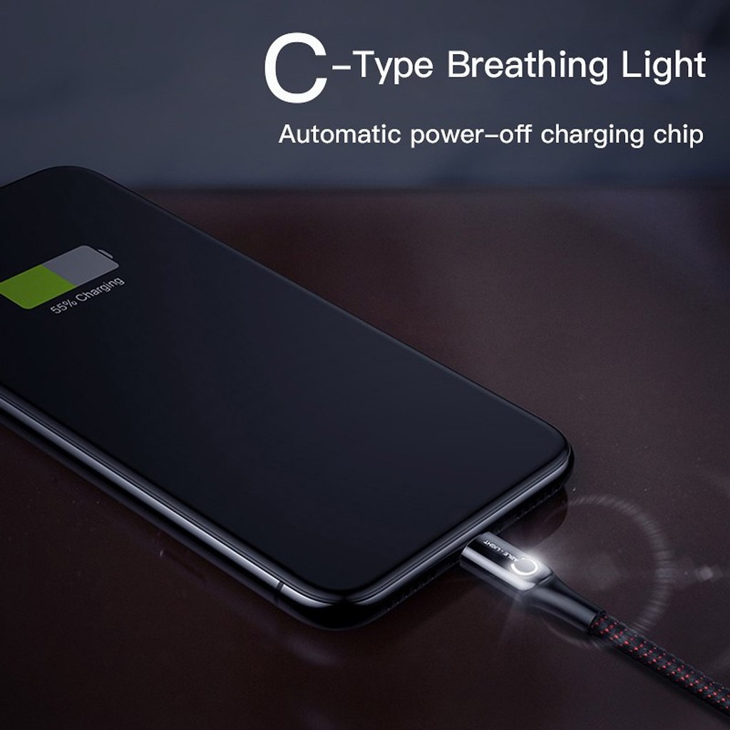 Cáp sạc nhanh Lightning 2.4A hiệu Baseus C Shape Light LV195 cơ chế tự ngắt cho iPhone / iPad