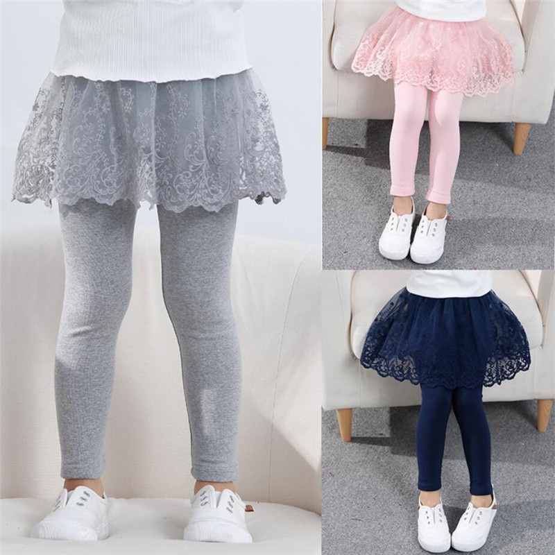 Quần Váy Legging Công Chúa Bằng Vải Cotton Phối Ren Thời Trang Xuân Thu