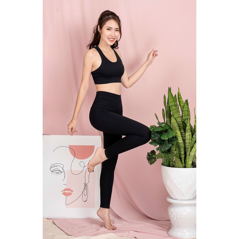 Bộ tập Gym nữ áo sát nách quần legging đồ tập gym yoga  aerobic nữ có tay chất đẹp DU012