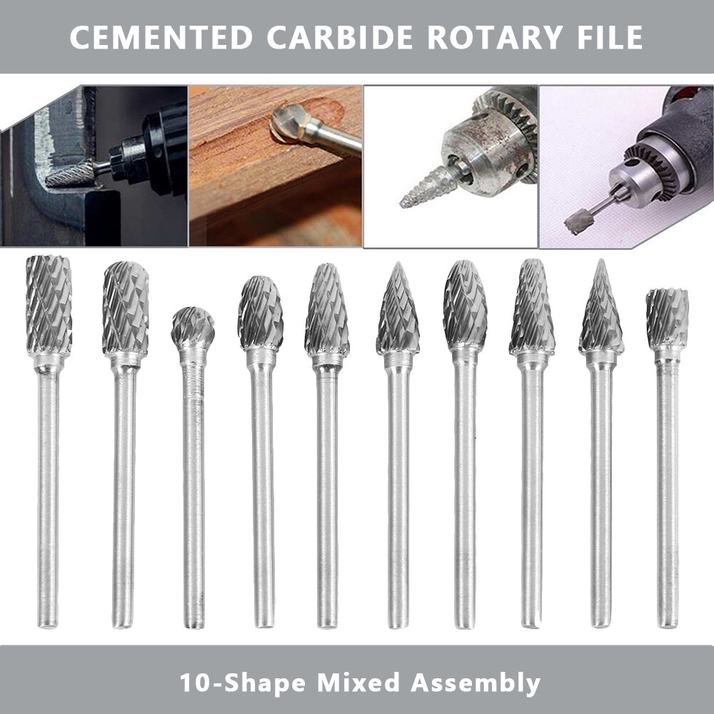 10 đầu mài Cacbua pha Thép Vonfram mini chuyên dụng cho đồ gỗ