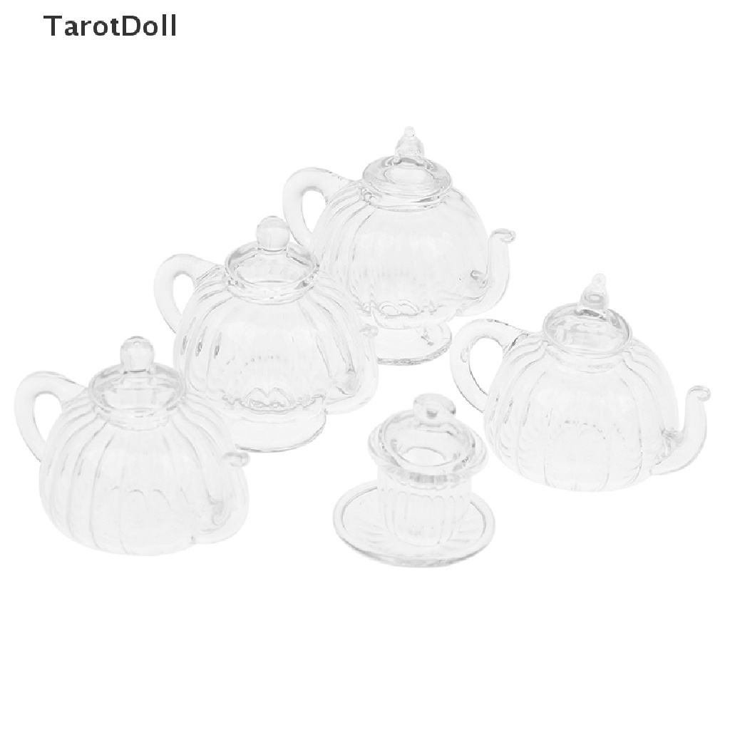 Bình Trà Thủy Tinh Mini Đế Phẳng Trang Trí Nhà Búp Bê Tỉ Lệ 1: 12