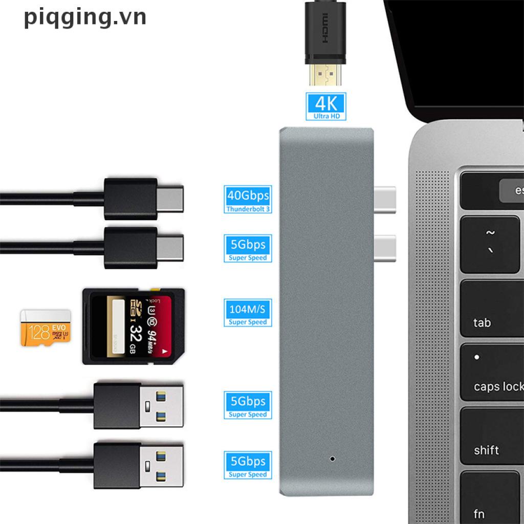 Hub Chuyển Đổi USB C 3.1 Type-C USB-C Sang HDMI RJ45 USB PD 3.0 SD Cho MacBook
