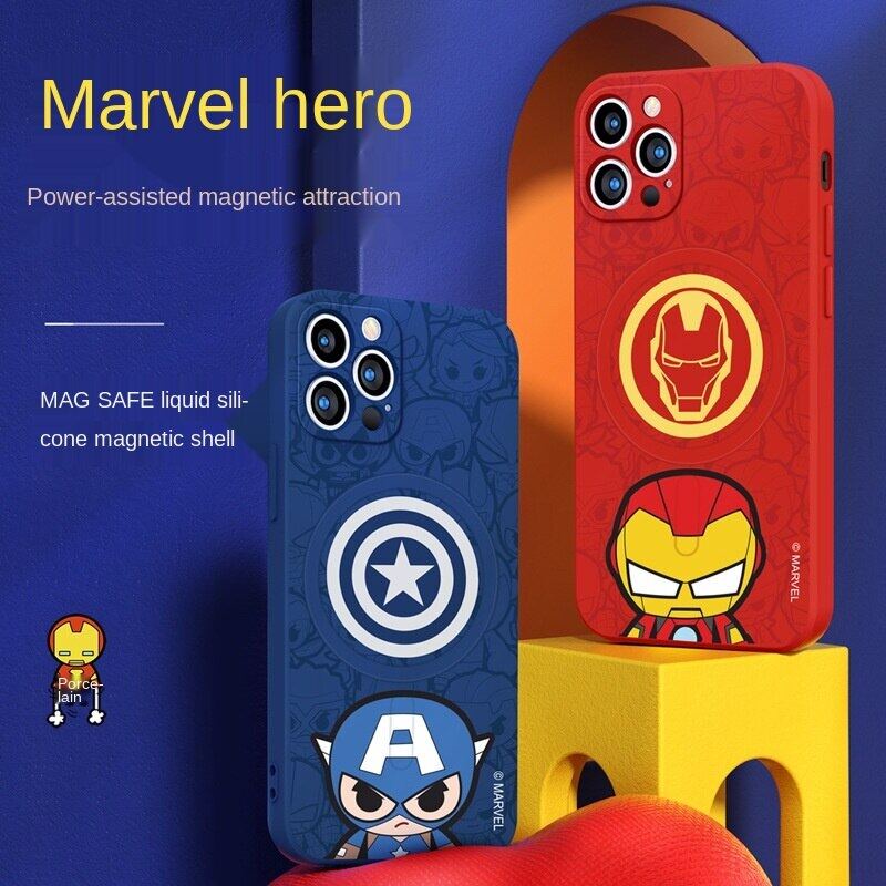 Ốp Điện Thoại Silicon Mềm Nam Châm Hình Marvel Magsafe Cho iPhone 13 13pro 13promax 12 12pro 12promax