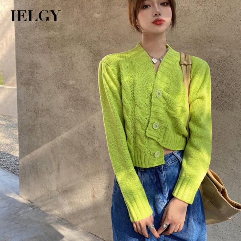 Áo len IELGY cổ chữ V màu kẹo ngọt thời trang cho nữ