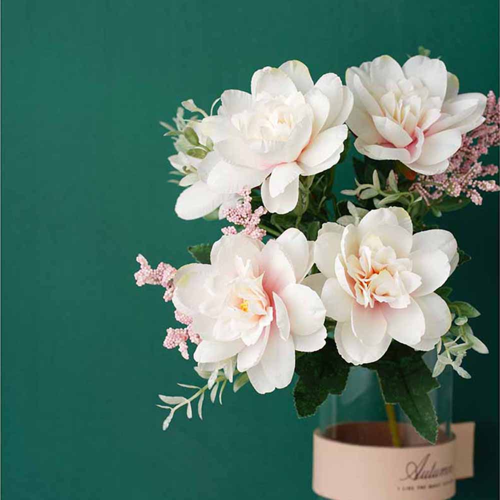 Bó hoa hồng nhân tạo bằng xốp có gai nhọn 5 đóa dùng trang trí phòng khách nhà bếp