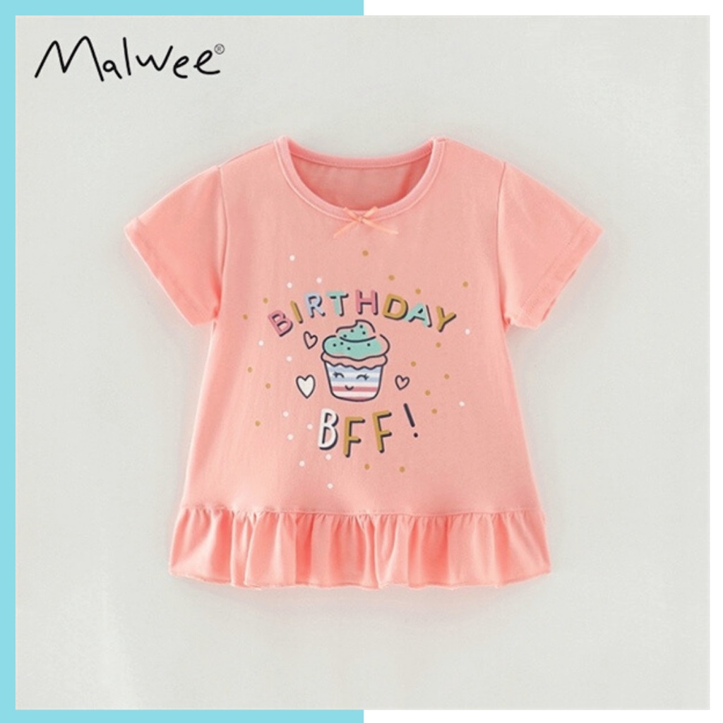 Áo thun hè cotton Malwee hồng bánh sinh nhật MW62042 cho bé gái 2-8 tuổi Mẫu mới 2022 - Little Maven Official Store