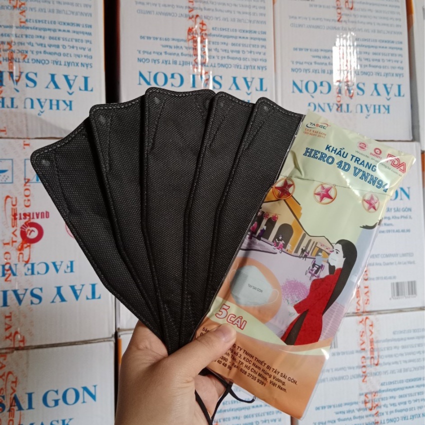 Khẩu trang 4D VNN94, 4 lớp kháng khuẩn, kiểu dáng 4D Hàn Quốc hàng chính hãng Khẩu trang y tế Tây Sài Gòn
