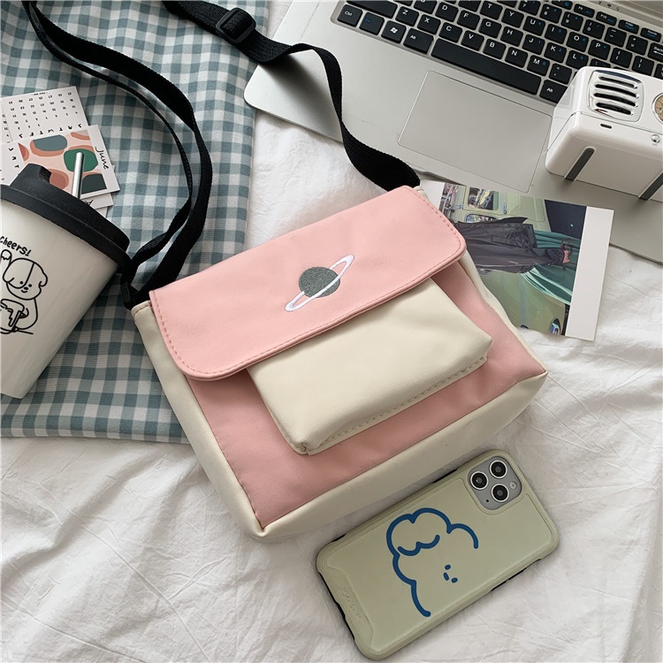 Túi Đeo Chéo Canvas Dáng Vuông Nhỏ Phong Cách Nhật Hàn Trẻ Trung