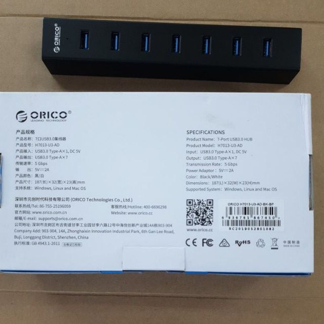 [Mã 267ELSALE hoàn 7% đơn 300K] Bộ chia USB 3.0 7 cổng Orico H7013-u3