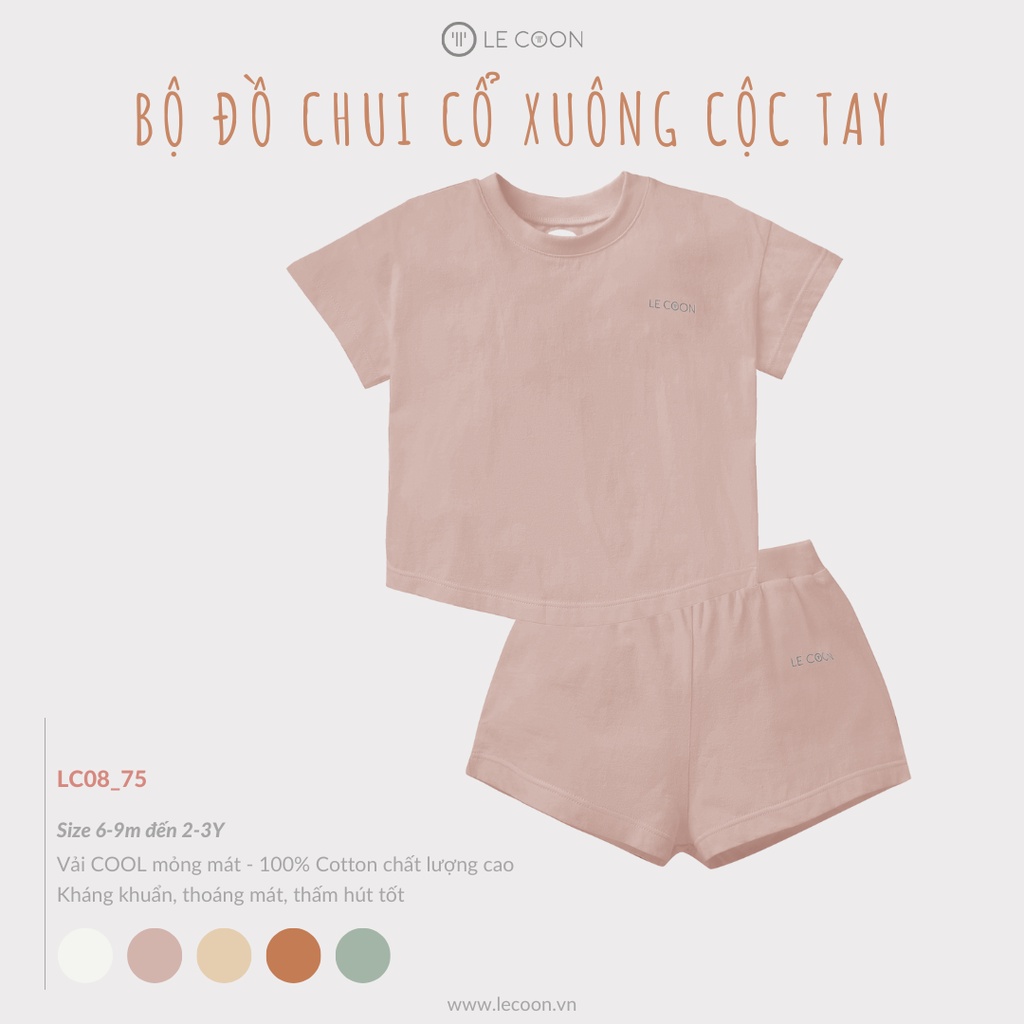 [Đủ Mâu Bộ Quần Áo Chui Cổ Xuông Cộc Tay Lecoon COOL Le coon
