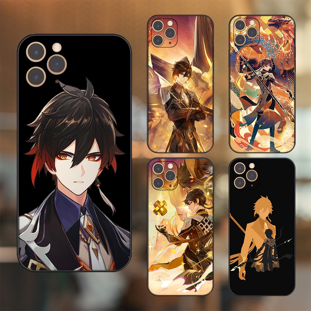 Ốp lưng iPhone 11 Pro dẻo đen cạnh vuông in hình Zhongli Genshin Impact
