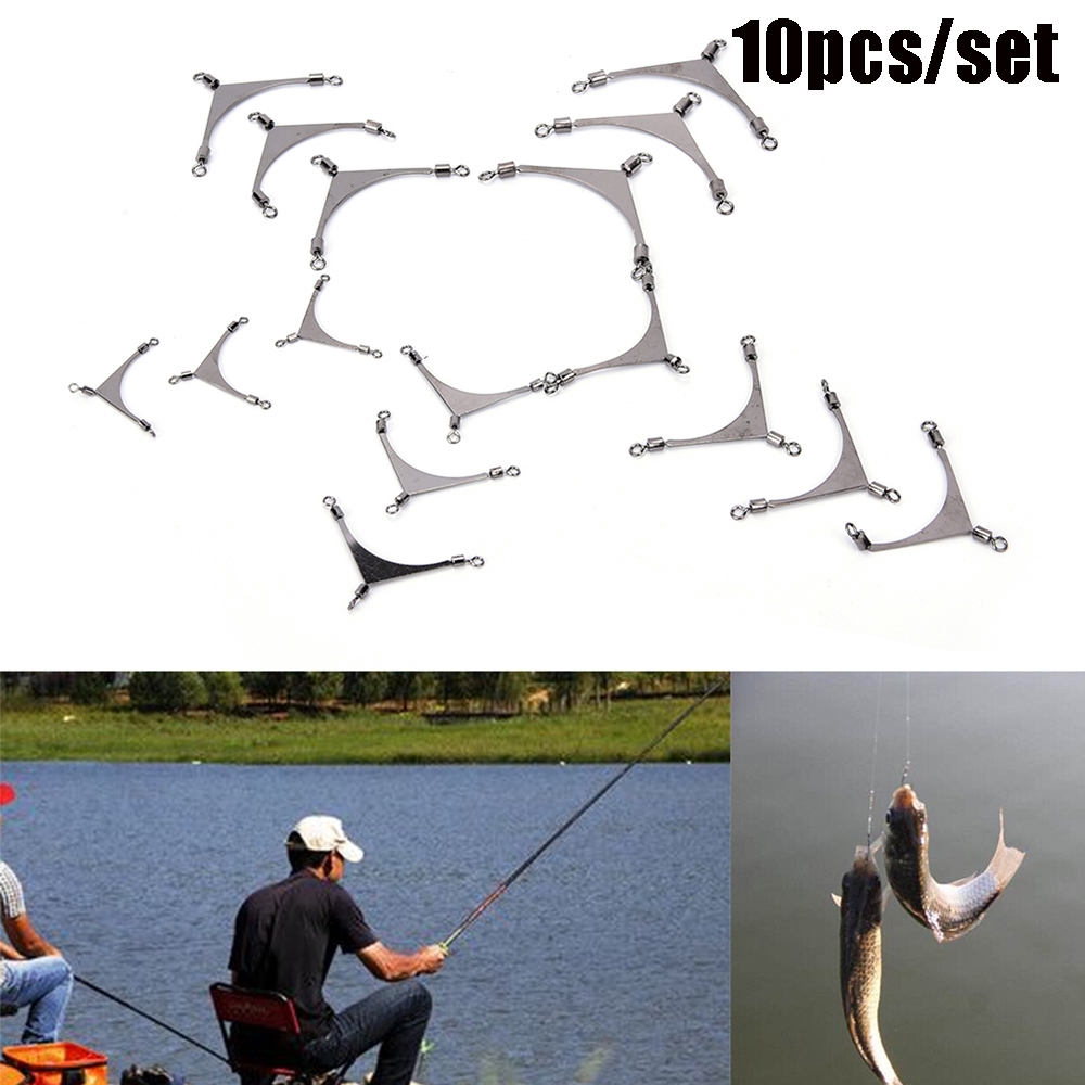 10 khớp khuyên câu cá hình tam giác bằng thép không gỉ