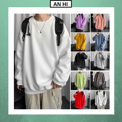 Sweater 💝 𝐅𝐑𝐄𝐄𝐒𝐇𝐈𝐏💝 sweater nam nữ áo thun nam tay dài trơn form rộng unisex nhiều màu dày dặn ấm áp nỉ bông đen trắng