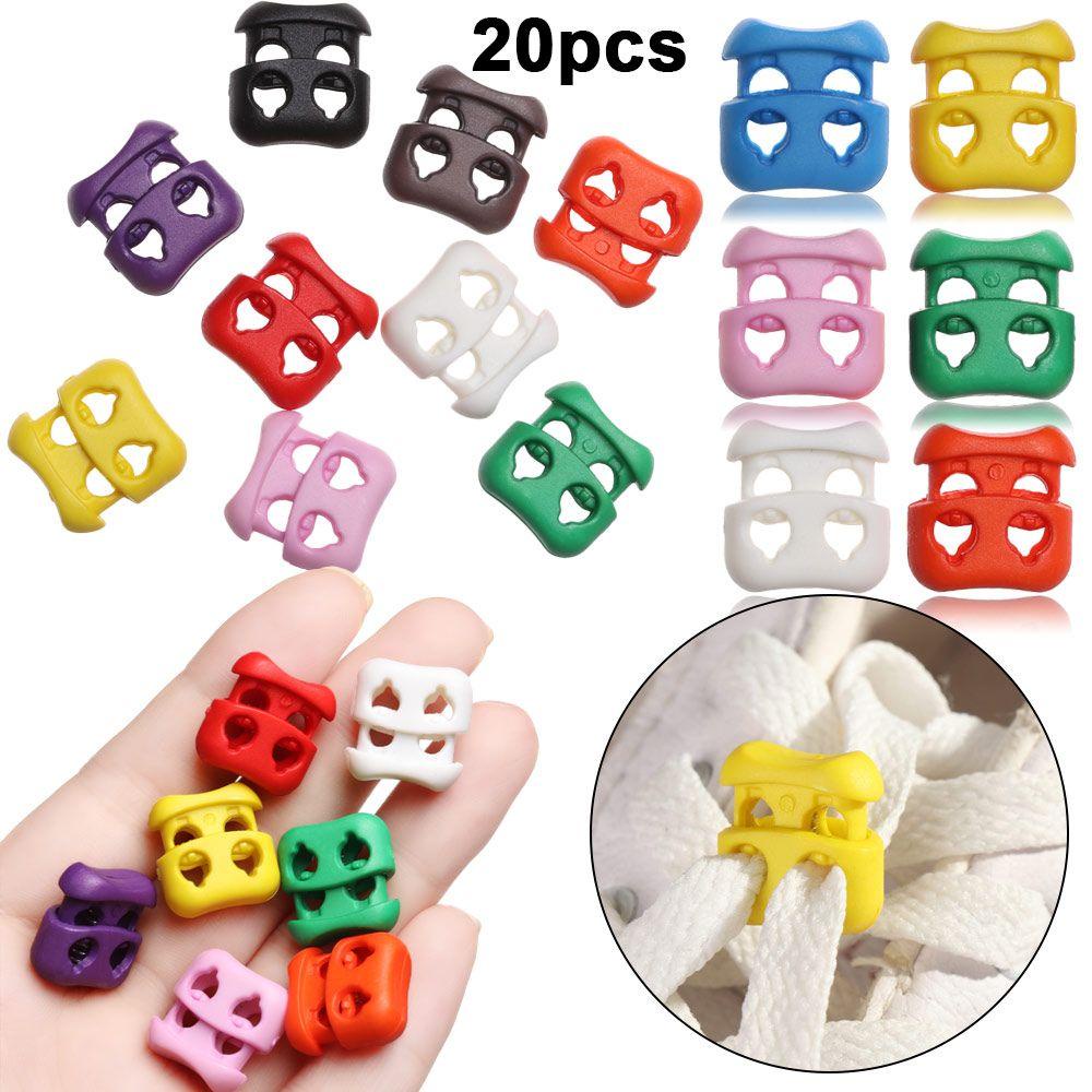 Set 20 Nút Chặn Dây Giày Nhiều Màu Sắc Bằng Nhựa Tiện Dụng