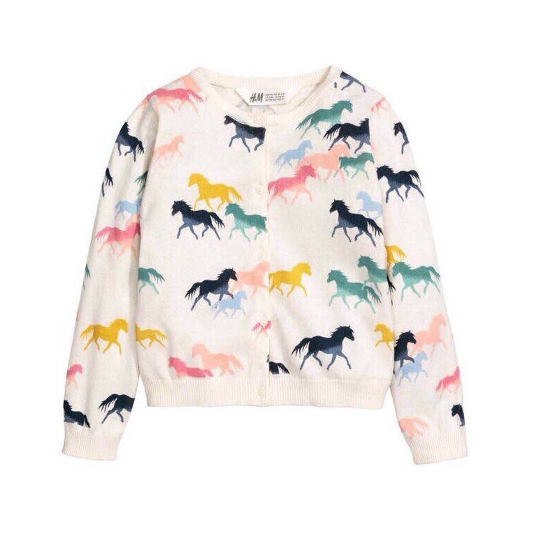 (xả) (thanh lý) Cardigan Hm bé gái hình ngựa (Sz: 100-140)