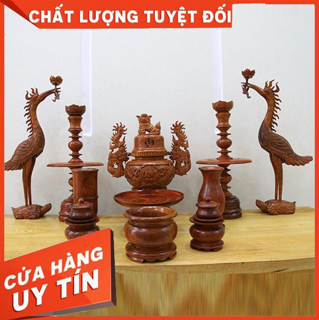 Bộ đồ thờ gỗ hương chạm, 11 MÓN bộ đồ thờ gỗ, đồ thờ cúng bằng gỗ Nội Thất