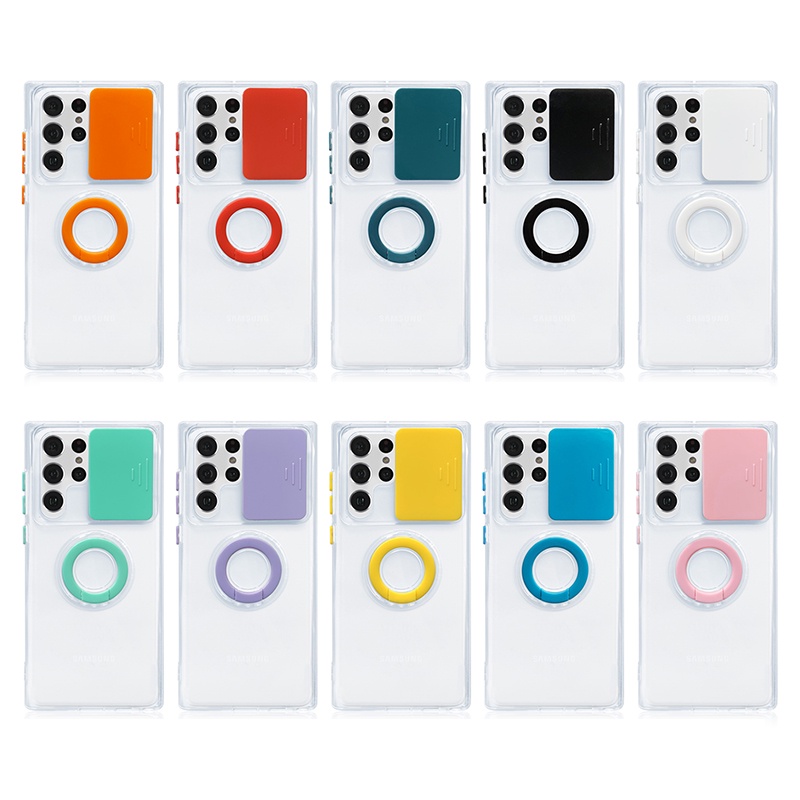 Transparent Window Push Phone Case For Samsung Galaxy A32 4G A32 5G A52 4G A52 5G A52s 5G A72 A13 5G A33 5G A53 5G M52 5G A71 4G Ring Bracket Shockproof TPU Cover